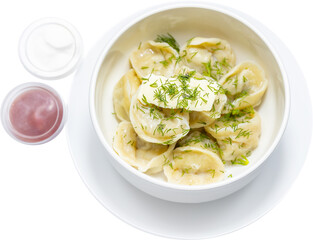 dumplings, ravioli, butter and sauces