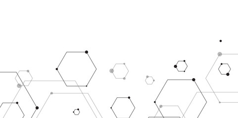 Hexagonal Molecular structure abstract tech network pattern. abstract geometric hexagon with connecting dots and lines. connecting Medical science, technology concept background Vector illustration.	