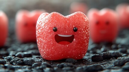 Obraz premium Cute Cartoon Tooth Character Smiling on a Colorful Background