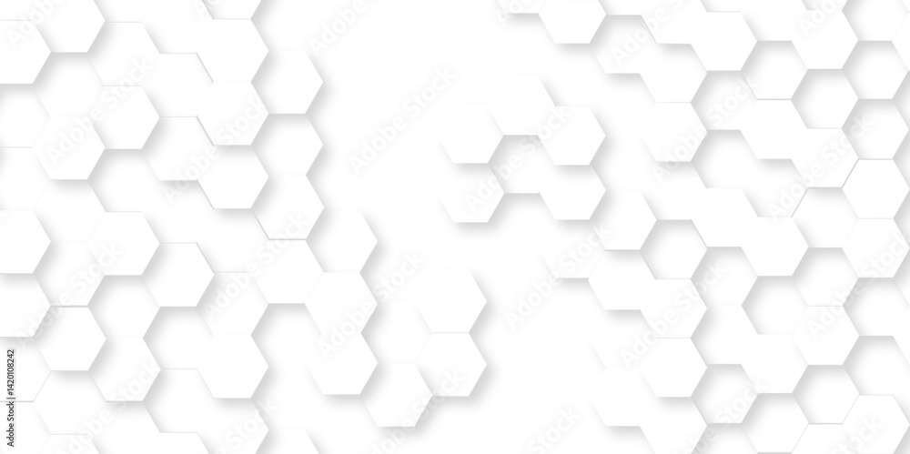 Poster abstract emboss white hexagonal background. luxury white pattern. vector futuristic minimal honeycom