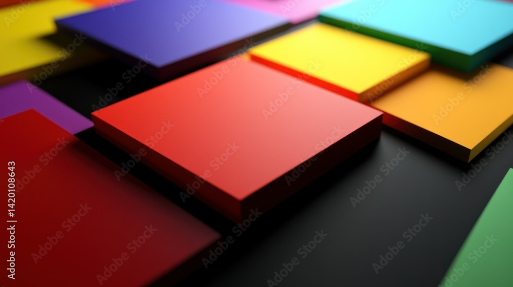 Poster colorful arranged square shapes create a visual geometric aesthetic pattern