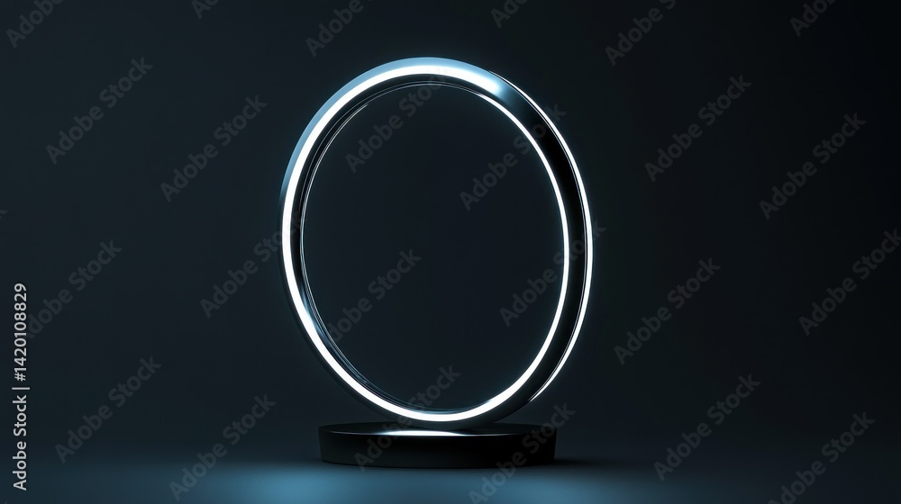 Aufkleber a futuristic glowing illuminated circle standing on a platform