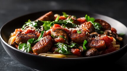 layered with creamy tomato sauce and spinach