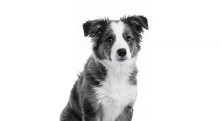 Fototapeta premium Adorable Black and White Border Collie Puppy Portrait Against White Background