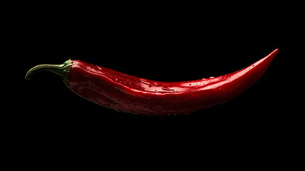 A red pepper is shown in a black background