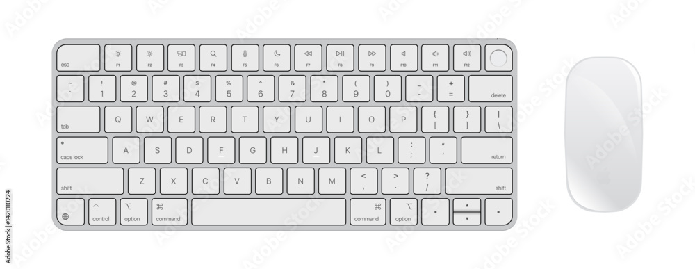 Wall mural vector illustration of computer devices including desktop pc, keyboard, and mouse. ideal for tech pr