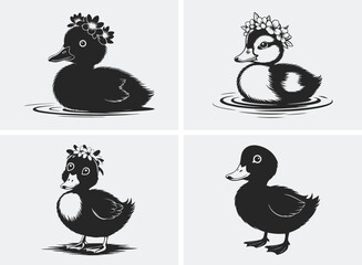 Cute Duck Baby Vector, Duck Cartoon, Ducky Doodle – Soft & Sweet, Baby Duck Cartoon Fun. illustration.