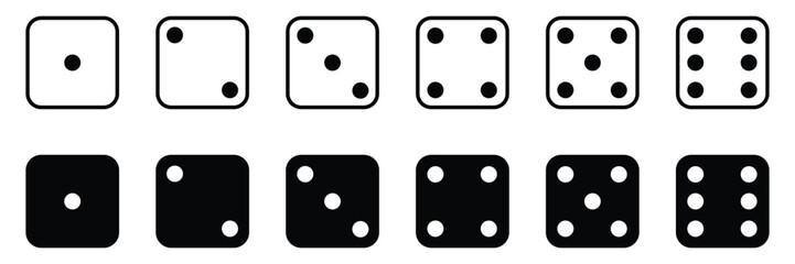 Set of Game dice,Gaming dice icons, Dice from one to six. Dices Vector illustration.