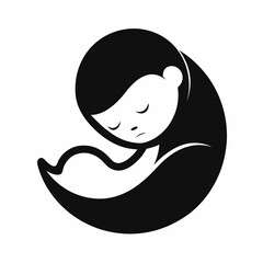 new born baby kids sleep silhouette vector icon on white background