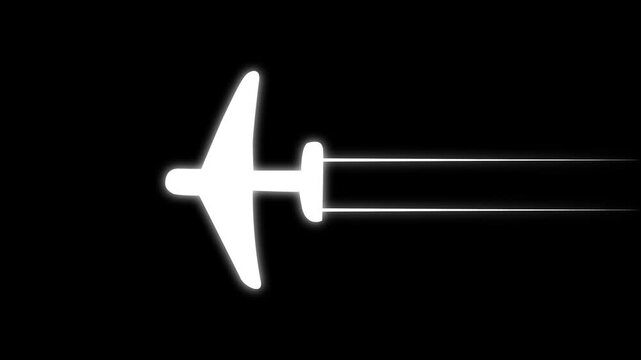 Abstract Simple plane icon flay icon animation concept, simple flat plane animation. Airplane line path animation, Travel on airplane location map. motion graphic animation.