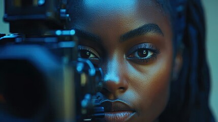 Cinematic Portrait of a Beautiful Woman with a Camera