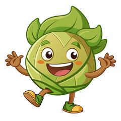  Cabbage Vegetable Character Running Art