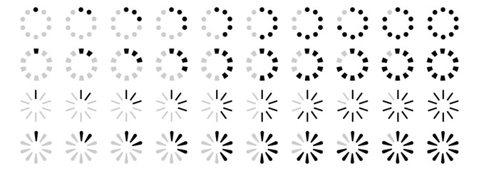 Loading icon set. Donload or Upload. Collection of simple web download. Vector illustration. 