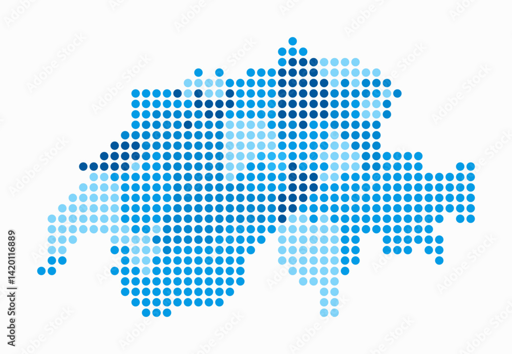 Poster switzerland dotted map. digital style map of the country on white background. switzerland shape with