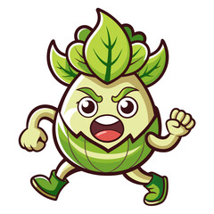  Disoriented Bok Choy with Mushrooms Illustration