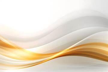 Naklejka premium Elegant abstract background with wavy gold lines subtle sparkling stars. Luxury white, gold curves create smooth motion, flow. Chic design with refined glow for decoration, bright presentation 