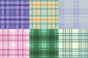 Pastel Plaid Pattern Collection – Soft Checkered Textile Designs in Pink, Peach, and Yellow Hues for Digital Fabrics, Scrapbooking, and Craft Projects
