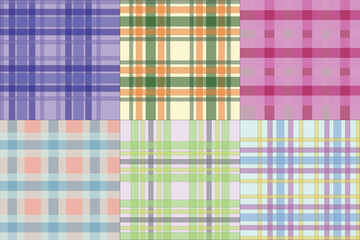 Pastel Plaid Pattern Collection – Soft Checkered Textile Designs in Pink, Peach, and Yellow Hues for Digital Fabrics, Scrapbooking, and Craft Projects