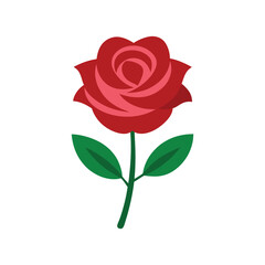 Red rose cartoon style on a white background
