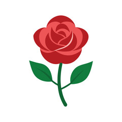 Red rose cartoon style on a white background
