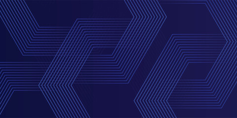 Dark blue background with hexagon geometric lines pattern. Abstract shiny hexagon lines. Futuristic technology concept vector eps10