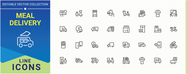 Meal Delivery icon. Food Delivery related icon set. Delivery modern thin line style icons. Line icons with editable stroke. Vector illustration.