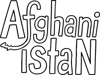 Afghani Afghanistan Outline Letters