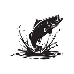 Silhouette of a Fish Jumping in the Ocean