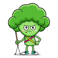  Stressed Broccoli Vegetable Bird Watching Illustration