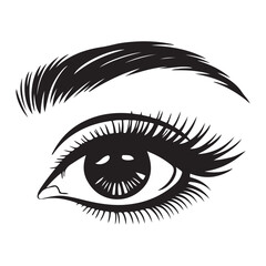 Eyelash extension logo. Vector Black silhouettes illustration of eyes with long eyelashes. with white background