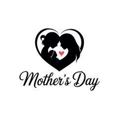 mother's day silhouette logo vector line art logo design