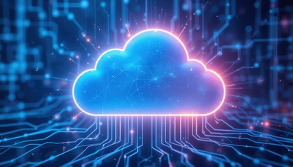 Cloud Computing Visualization With Circuit Patterns in a Futuristic Digital Environment