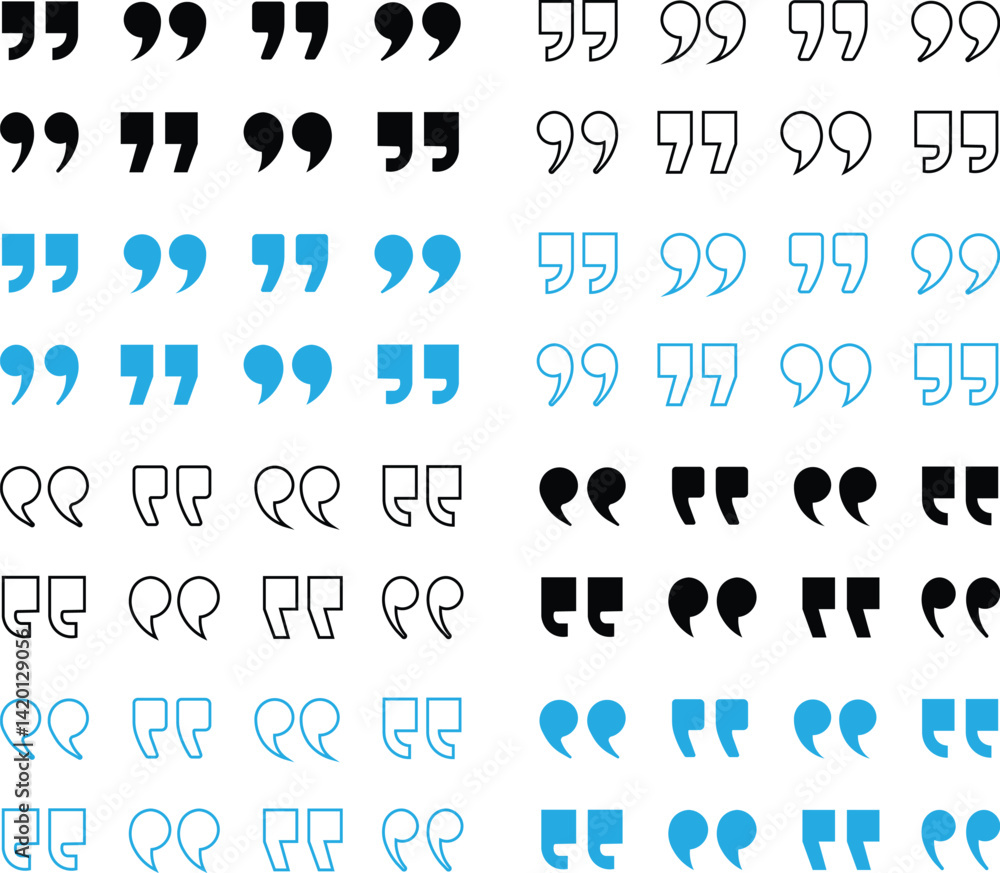 Fototapete quote marks abstract vector icon set quotes icon. quote mark icon set for conversation or definition