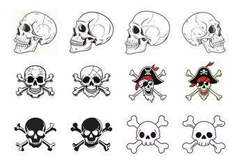 Crossing human bones skull vector set logo