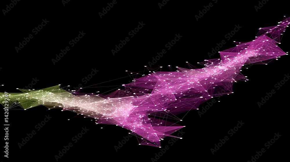 Aufkleber ethereal network connection abstract design in purple tones sci fi visualization background.