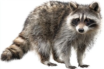 Obraz premium Curious raccoon exploring its surroundings in the early morning light