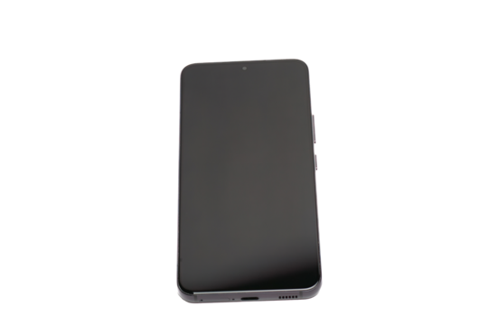 Modern smartphone front view isolated on transparent background
