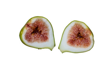 Halved green fig isolated on transparent background
