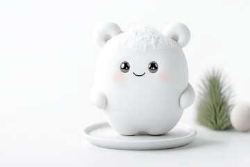 Cute, snowy, cartoon bear figurine