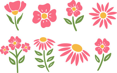 set of pink tulips flowers