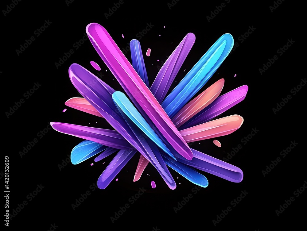 Poster abstract colorful shapes explode on black background