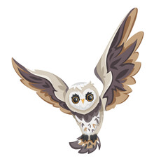 Cute vector clipart of a brown owl on white background, designed in a simple and adorable style perfect for children's products, nursery decor, or educational materials