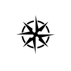 Fototapeta premium Minimal solid black compass icon in vector silhouette format with clean design for exploration and direction projects