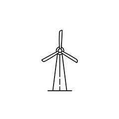 Obraz premium Minimal windmill line icon outlined in thin black stroke with clean geometric shapes and flat design