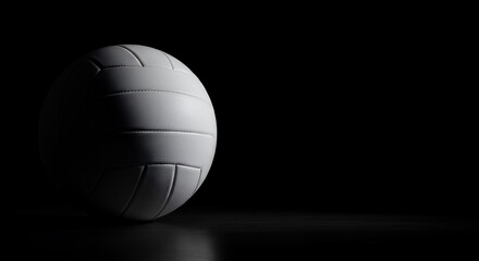 Dramatic Low Key Studio Shot of a White Volleyball on Black Background