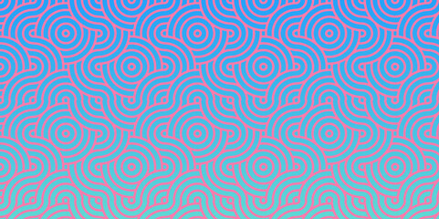 Overlapping Pattern Minimal diamond geometric waves spiral transparent and abstract pink circle wave line. blue seamless tile stripe geometric create retro square line backdrop pattern background.	