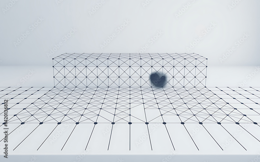 Aufkleber abstract geometric wireframe structure with sphere shadow minimalist presentation background white s