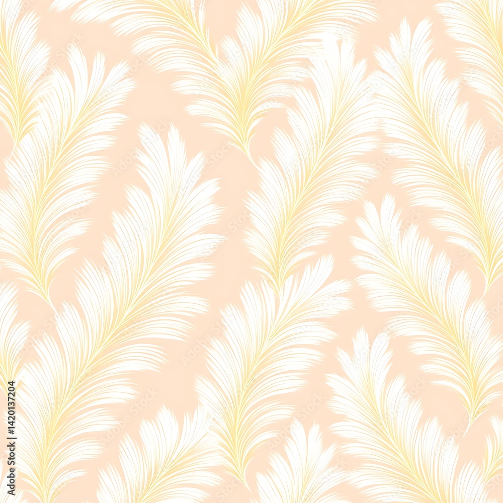 Poster feather pattern elegant design pastel background soft hues for textiles fabrics and delicate wallpap