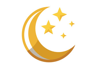 Crescent Moon with Stars in the Night Sky Vector Illustration Peaceful Lunar Landscape Scene
