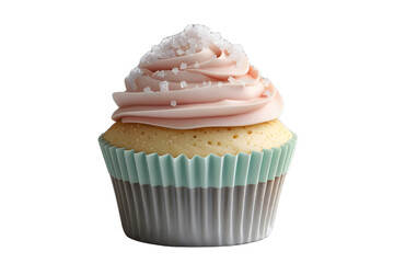 Delectable vanilla cupcake with sprinkles on isolated transparent background